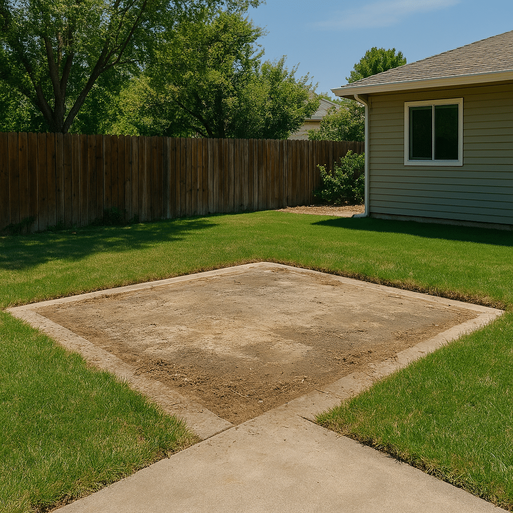 Empty concrete slab in a Sacramento backyard after hot tub removal